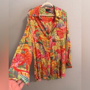 VICI Extra Large Tropical Button-Down Blouse | Colorful Print